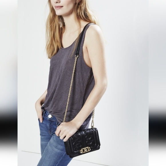 Rebecca Minkoff Love Mini Black Quilted Crossbody Bag - Picture 2 of 16